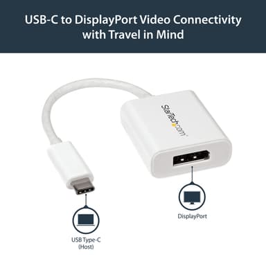 StarTech.com USB C to DisplayPort Adapter - 4K 60Hz/8K 30Hz - USB Type-C to DP 1.4 HBR2 Adapter Dongle - Compact USB-C (DP Alt Mode) Monitor Video Converter - Thunderbolt 3 Compatible - White view 5