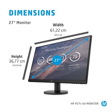 HP P27v G4 computer monitor 68.6 cm (27") 1920 x 1080 pixels Full HD LCD Black view 10