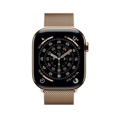 Apple Watch Series 11 GPS + Cellular 46mm Gold Titanium Case with Gold Milanese Loop - M/L view 2