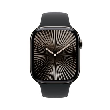Apple Watch Series 10 GPS + Cellular 46mm Slate Titanium Case with Black Sport Band - M/L view 2