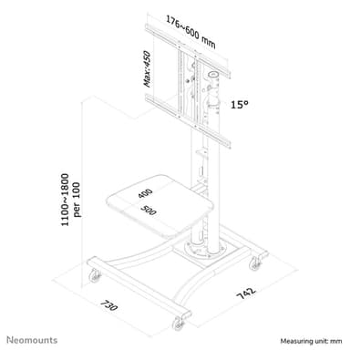 Neomounts PLASMA-M1800E TV trolley 27-70" view 6
