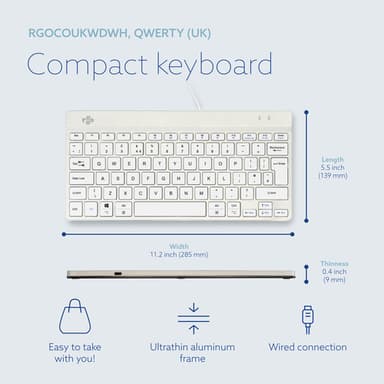 R-Go Tools Ergonomic keyboard R-Go Compact Break, compact keyboard with break software, QWERTY (UK), wired, white view 12