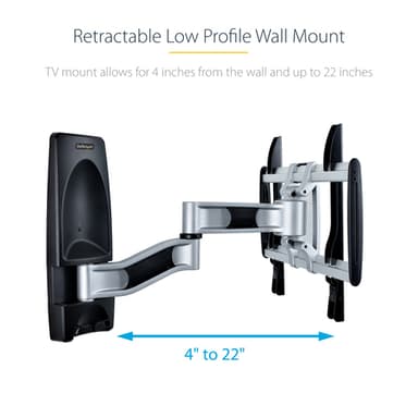 StarTech.com Articulating TV Wall Mount, VESA Wall Mount, Supports 26 to 65 inch/99lb/Flat/Curved TVs, Retractable Low Profile Wall Mount TV Bracket, Adjustable Corner TV Wall Mount - TAA view 13