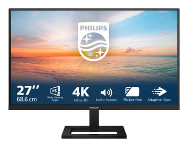Philips 1000 series 27E1N1800AE/00 computer monitor 68.6 cm (27") 3840 x 2160 pixels 4K Ultra HD LED Black view 1