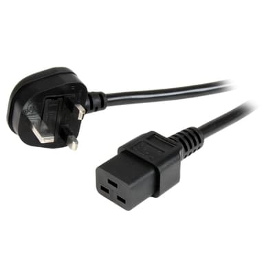 StarTech.com 6ft (2m) UK Computer Power Cable, 16AWG, BS 1363 to C19, 13A 250V, Black Replacement AC Power Cord, UK Power Cable for PC and Network Equipment view 1