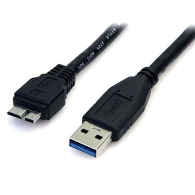 StarTech.com 0.5m (1.5ft) Black SuperSpeed USB 3.0 Cable A to Micro B - M/M view 1
