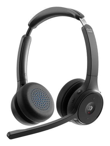 Cisco Headset 722, Wireless Dual On-Ear Bluetooth Headset with Webex Button, USB-A HD Bluetooth Adapter, Soft Case, Carbon Black, 1-Year Limited Liability Warranty (HS-WL-722-BUNA-C)