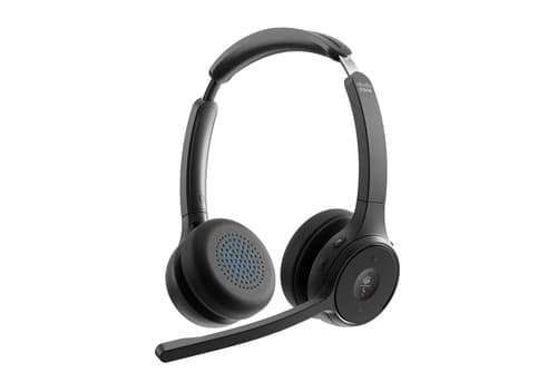 Cisco Headset 722Q, Wireless Dual On-Ear Bluetooth Headphones, Microsoft Teams Button, USB-A HD Bluetooth Adapter, Soft Case, Carbon Black, 1-Year Limited Liability Warranty (HS-WL-721Q-BUNA-C)