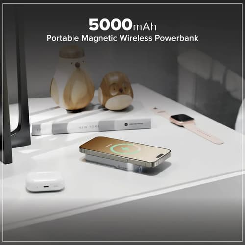 ALOGIC Matrix+ Universal Wireless Car Charger with 5000mAH Wireless Magnetic Power Bank and Air Vent Mount Includes 30W USB-C Car Charger, USB-C to USB-C Cable