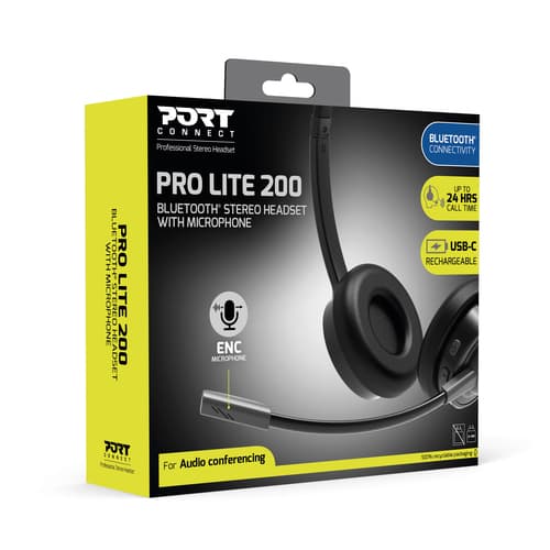 Port Designs PORT Connect 912004 headphones/headset Wired & Wireless Head-band Calls/Music USB Type-C Bluetooth Black
