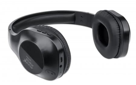 Manhattan Bluetooth On-Ear Headset, Microphone, Integrated Controls, 6 hour usage time, Max Range 10m, 3.5mm Aux port, Bluetooth v5.0 + EDR, USB-A charging cable included, Three Year Warranty