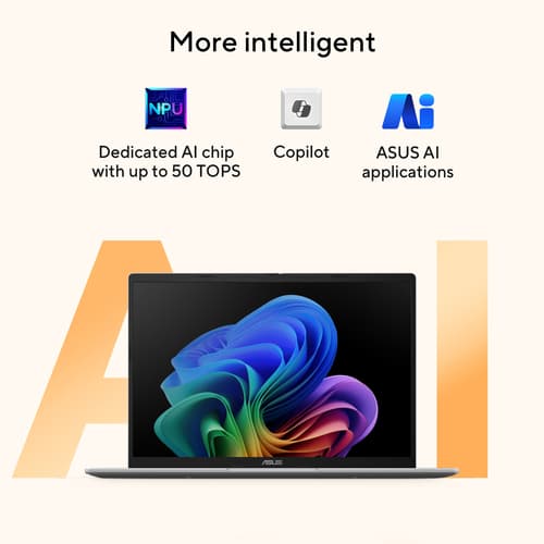 ASUS Vivobook 14 M1407KA-LY015W Copilot+ PC AMD Ryzen™ AI 7 350 Laptop 35.6 cm (14") WUXGA 16 GB DDR5-SDRAM 1 TB SSD Wi-Fi 6 (802.11ax) Windows 11 Home Silver