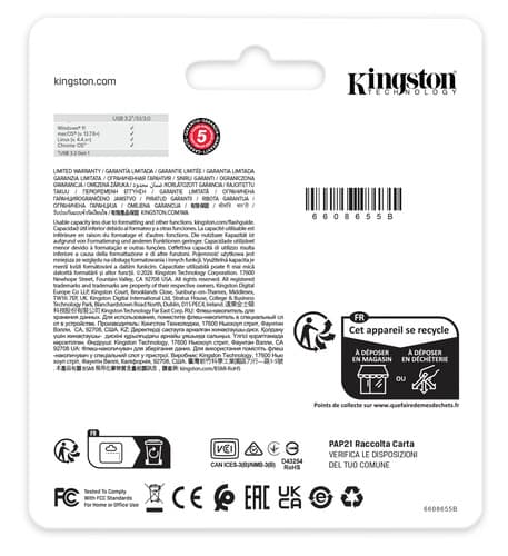 Kingston Technology DataTraveler 256GB Kyson 220MB/s Metal USB 3.2 Gen 1