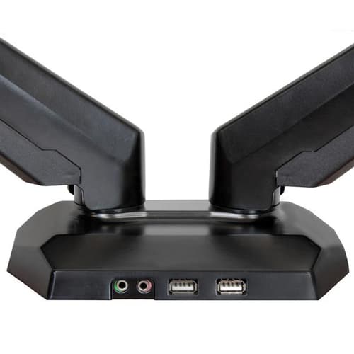 StarTech.com Desk Mount Dual Monitor Arm with USB & Audio, Desk Clamp VESA Mount for up to 32" (17.6lb/8kg) Displays, Ergonomic Full Motion Dual Monitor Arm - Black
