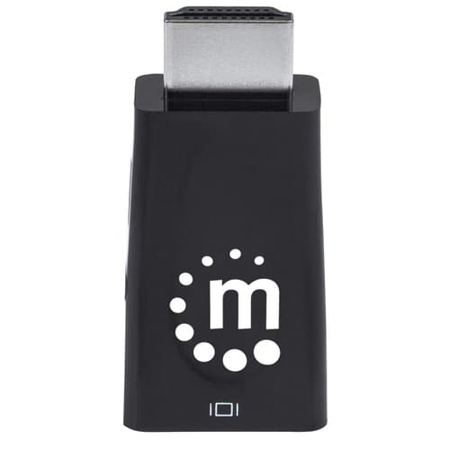 Manhattan HDMI to VGA (with Audio) Converter, 1080p, Male to Female, Micro-USB Power Input Port for additional power if needed, Black, Three Year Warranty