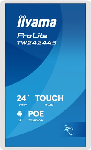 iiyama TW2424AS-W3P Signage Display Interactive flat panel 60.5 cm (23.8") LCD Wi-Fi 450 cd/m² Full HD White Touchscreen Built-in processor Android 24/7