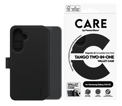 PanzerGlass Tango Two-in-One mobile phone case 17 cm (6.7") Wallet case Black