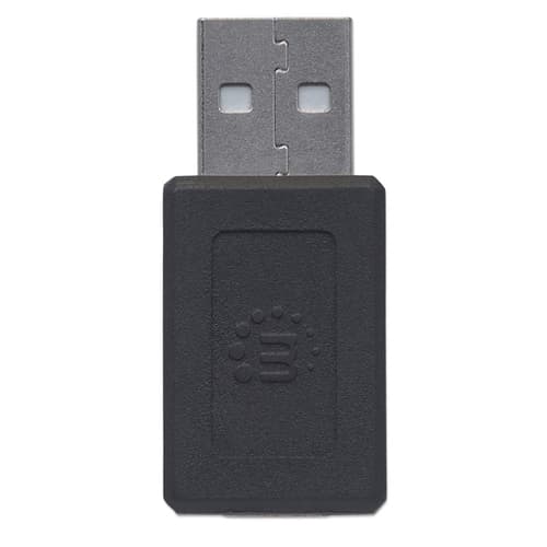 Manhattan USB-C to USB-A Adapter, Female to Male, 480 Mbps (USB 2.0), Hi-Speed USB, Black, Lifetime Warranty