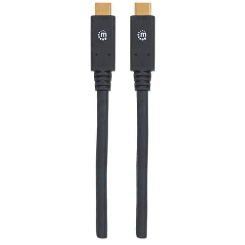Manhattan USB-C to USB-C Cable, 2m, Male to Male, Black, 5 Gbps (USB 3.2 Gen1 aka USB 3.0), 3A (fast charging), SuperSpeed USB, Lifetime Warranty, Equivalent to USB315CC2M