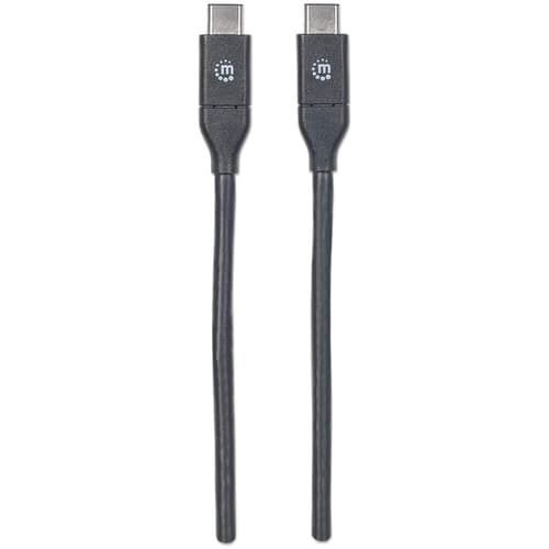 Manhattan USB-C to USB-C Cable, 50cm, Male to Male, Black, 10 Gbps (USB 3.2 Gen2 aka USB 3.1), 3A (fast charging), SuperSpeed+ USB, Lifetime Warranty, Equivalent to USB31CC50CM