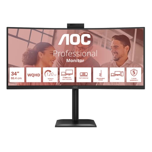 AOC CU34E4CW/75 computer monitor 86.4 cm (34") 3440 x 1440 pixels Black