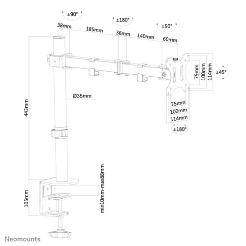 Neomounts FPMA-D550BLACK Monitor arm 10-32"
