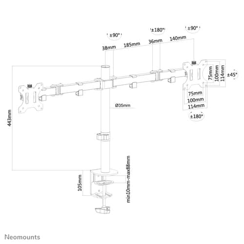 Neomounts FPMA-D550DBLACK Monitor arm 10-32"