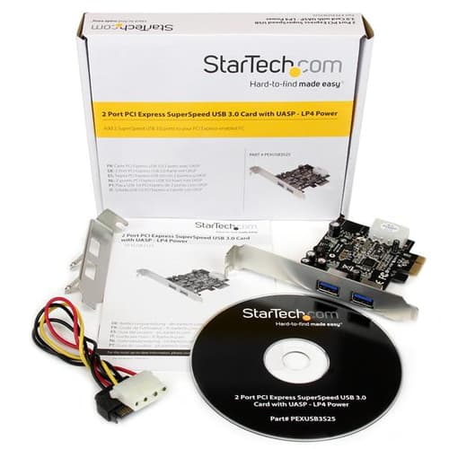 StarTech.com 2 Port PCI Express PCIe SuperSpeed (5Gbps) USB 3.0 Card Adapter with UASP - LP4 Power