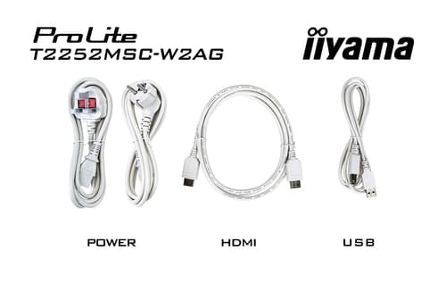 iiyama ProLite T2252MSC-W2AG computer monitor 54.6 cm (21.5") 1920 x 1080 pixels Full HD LCD Touchscreen White