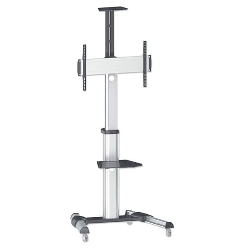 Manhattan Trolley Mount Stand for TV & Monitors, For screens 37" to 65", VESA compatibility: all between 200x200 to 600x400mm - check the dimensions of the four mounting holes on back of screen to ensure it fits, Max 50kg, Silver, LFD, Bracket, Lifetime Warranty