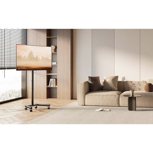 Manhattan Trolley Mount Stand for TV & Monitors, For screens: 13" to 42", VESA compatibility: all between 75X75 to 200x200mm - check the dimensions of the four mounting holes on back of screen to ensure it fits, Max 20kg, Height-adjustable to six levels, Bracket