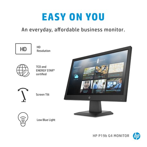 HP P19b G4 Monitor computer monitor 47 cm (18.5") 1366 x 768 pixels WXGA LED Black