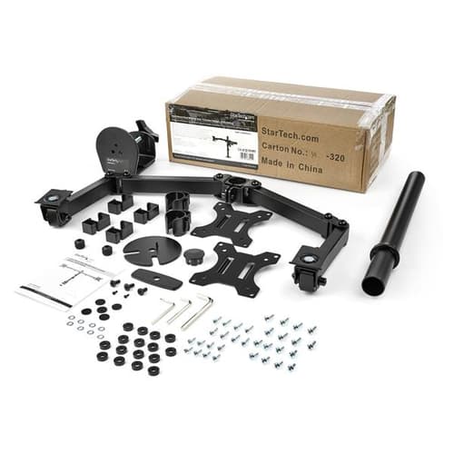 StarTech.com Desk Mount Dual Monitor Arm - Desk Clamp / Grommet VESA Monitor Mount for up to 32" (17.6lb/8kg) Displays - Ergonomic Articulating Monitor Arm - Height Adjustable/Tilt/Swivel/Rotating