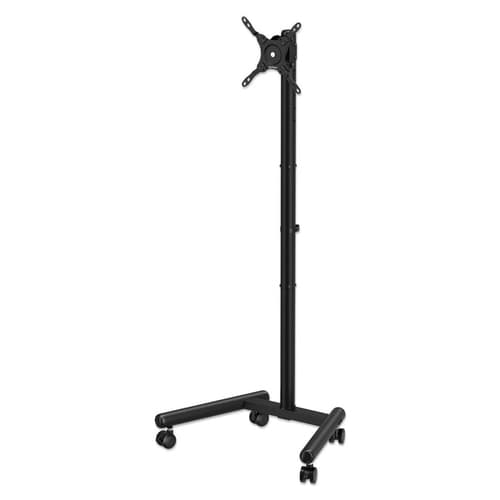Manhattan Trolley Mount Stand for TV & Monitors, For screens: 13" to 42", VESA compatibility: all between 75X75 to 200x200mm - check the dimensions of the four mounting holes on back of screen to ensure it fits, Max 20kg, Height-adjustable to six levels, Bracket