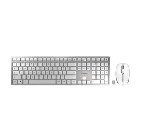 CHERRY DW 9100 SLIM keyboard Mouse included Universal RF Wireless + Bluetooth QWERTY US English Silver