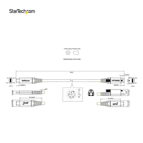 StarTech.com 50cm (20in) USB-C Cable, Top Screw Locking, USB 10Gbps, 100W (5A) Power Delivery, 8K 60Hz / 4K 144Hz DP Alt Mode - Thunderbolt Compatible