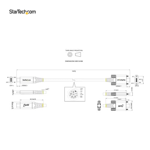 StarTech.com 3ft (1m) USB-C Cable, Side Screw Locking, USB 10Gbps, 100W (5A) Power Delivery, 8K 60Hz / 4K 144Hz DP Alt Mode, USB-IF Certified - Thunderbolt Compatible