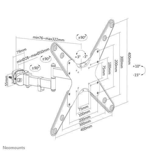 Neomounts FL40-450BL14 TV pole mount 32-55" - diam. 28-50 mm - full motion