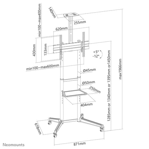 Neomounts FL50-550BL1 TV trolley 37-70"