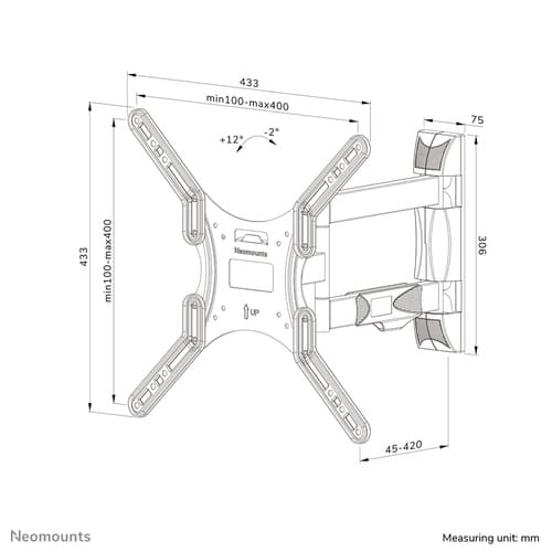 Neomounts WL40-550BL14 TV mount wall 40-55" - full motion - easy install