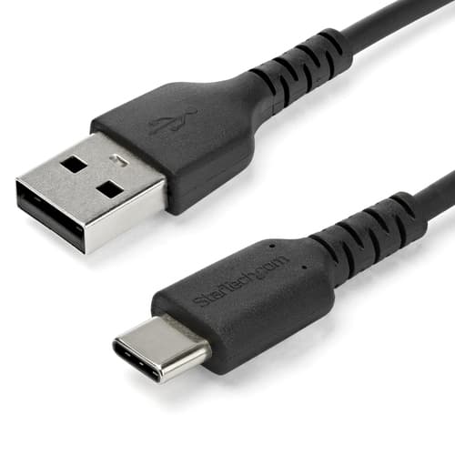 StarTech.com 3ft (1m) USB-A to USB-C Fast Charging Cable, Rugged, Charge & Sync, 3A, USB 2.0, Black TPE Jacket and Aramid Fiber - USB Charging Cord