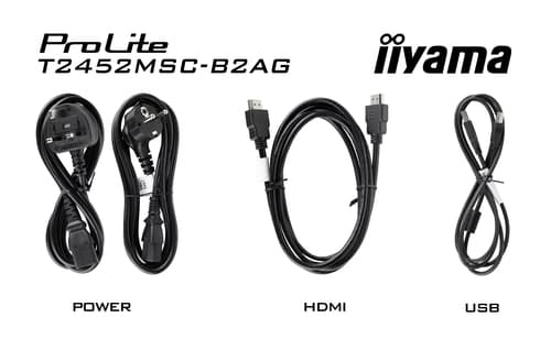 iiyama ProLite T2452MSC-B2AG computer monitor 61 cm (24") 1920 x 1080 pixels Full HD LED Touchscreen Black