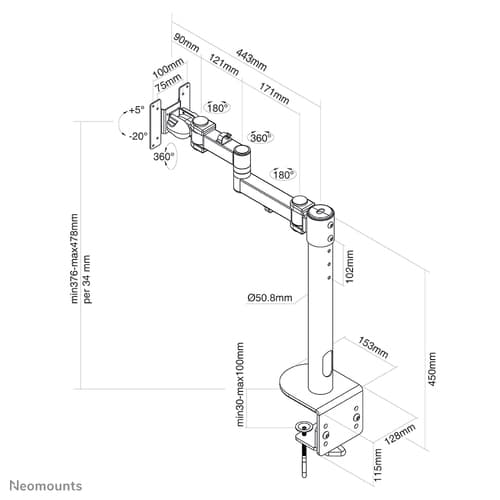 Neomounts FPMA-D960BLACKPLUS Monitor arm 10-49"