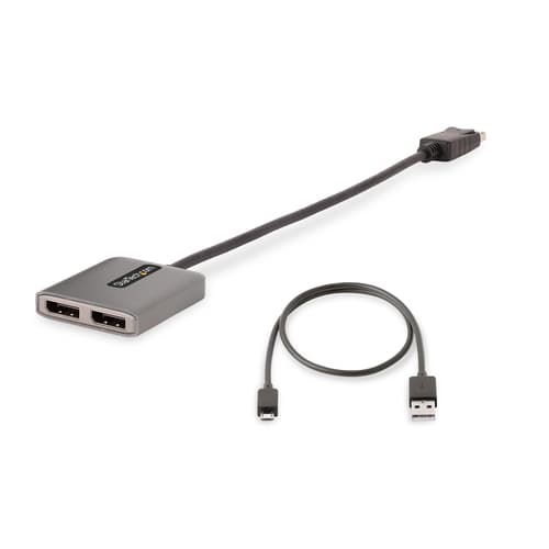 StarTech.com Dual-Monitor DisplayPort 1.4 Splitter, DisplayPort to 2x DP Multi-Monitor Adapter, Dual 5K 60Hz Computer MST Hub, Extra-Long Built-in Cable - Windows Only