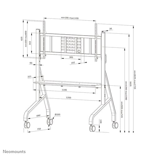 Neomounts FL50-575BL1 TV trolley 65-115" - fast installation - TÜV