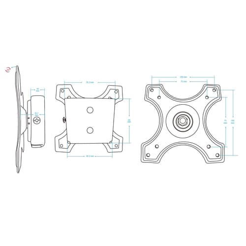 Manhattan Wall Mount for TV & Monitors (Fixed), For screens 10" to 32", VESA compatibility: 75x75mm and 100x100mm - check the dimensions of the four mounting holes on back of screen to ensure it fits, Max 15kg, Black, Bracket
