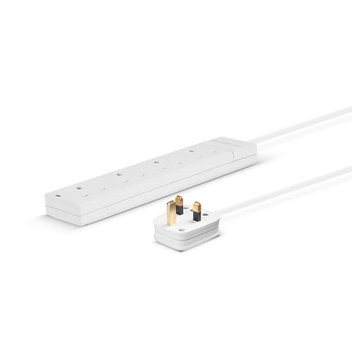 Lindy 2m 4-Way UK Mains Power Extension, White