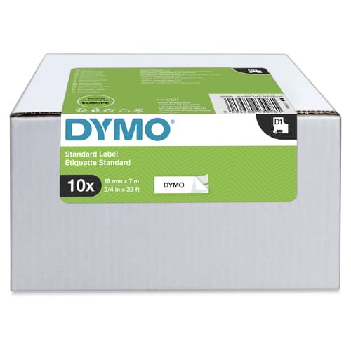 DYMO Authentic D1 Labels | Black Print on White | 19mm x 7m | Self-Adhesive Labels for LabelManager Label Printers | 10 Count