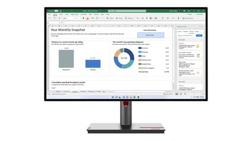 Lenovo ThinkVision P27h-30 computer monitor 68.6 cm (27") 2560 x 1440 pixels Quad HD LCD Black