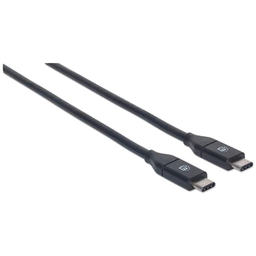 Manhattan USB-C to USB-C Cable, 50cm, Male to Male, Black, 10 Gbps (USB 3.2 Gen2 aka USB 3.1), 3A (fast charging), SuperSpeed+ USB, Lifetime Warranty, Equivalent to USB31CC50CM